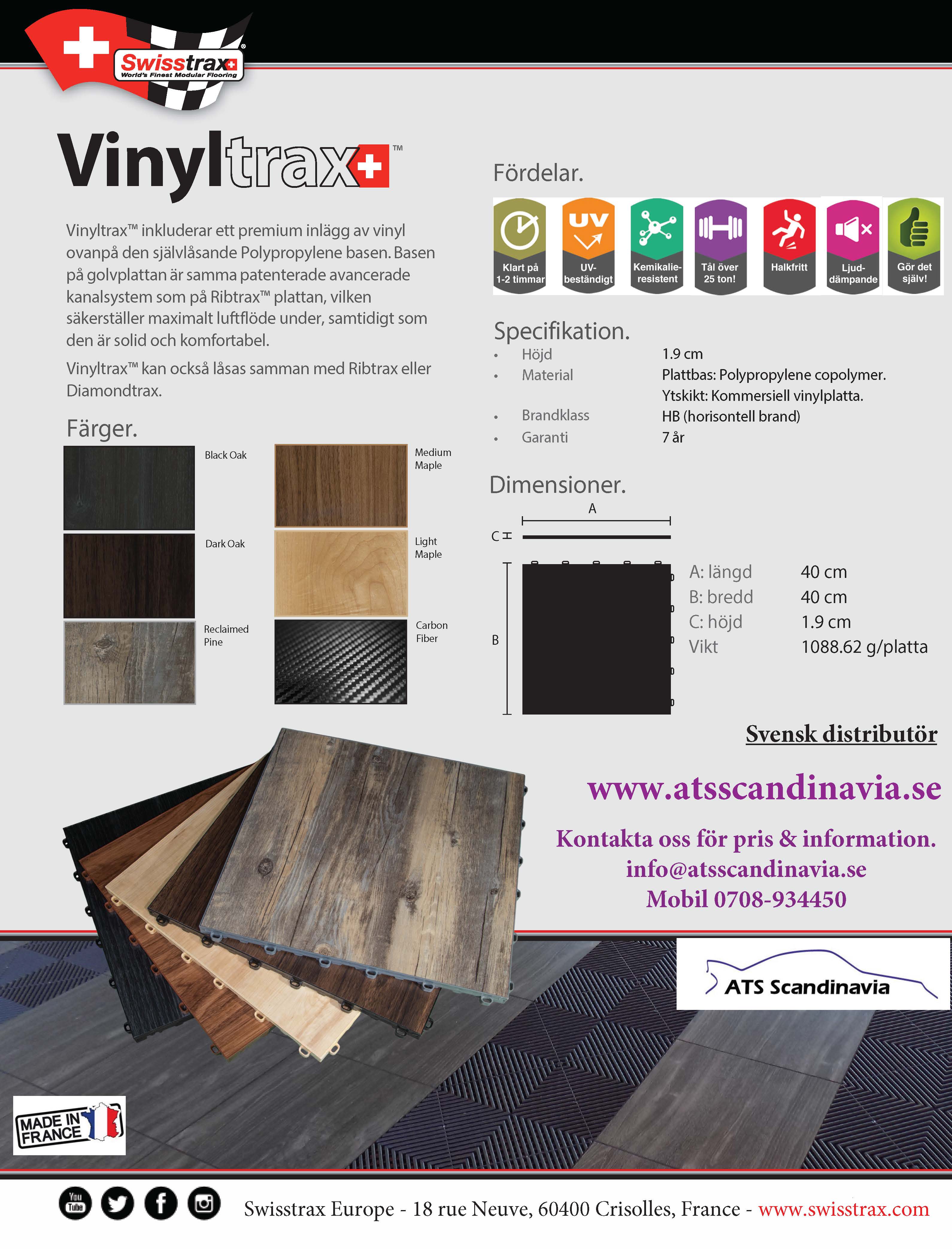 Sell Sheet - Vinyltrax Made in EU SVENSKA